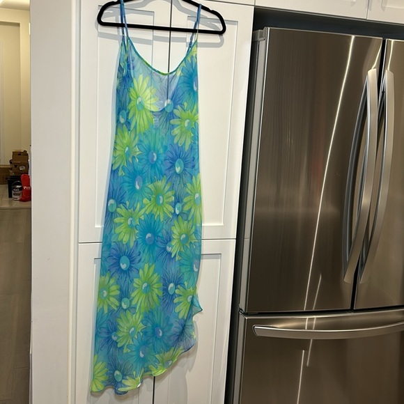 Silk & Satin Sheer Floral 2 piece Robe and Nightgown Women size L - XL - Picture 7 of 13